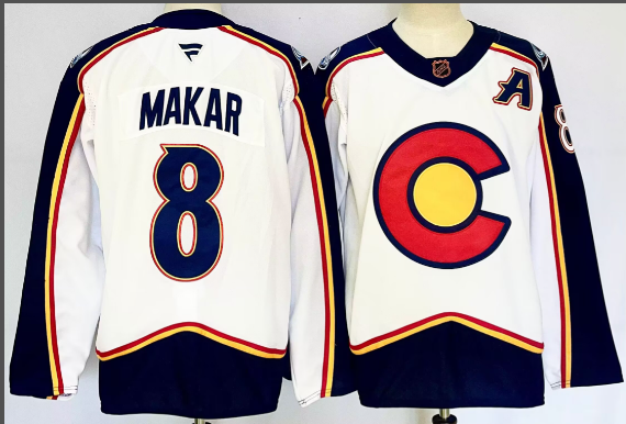 Men's Colorado Avalanche #8 Cale Makar White 2024-25 New  Stitched Jersey