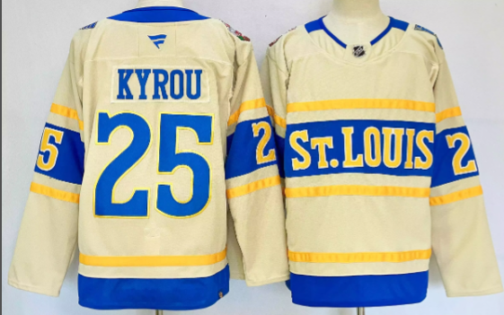 Men's Fanatics Jordan Kyrou St. Louis Blues 2025 NHL Winter Classic Premium Player Jersey