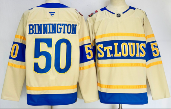 Jordan Binnington St. Louis Blues 2024-2025 Winter Classic Premium Cream Jersey