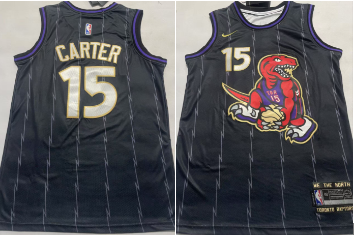 Men's Toronto Raptors #15 Vince Carter Black 2024 City Edition Swingman Sponsor Stitched Jersey