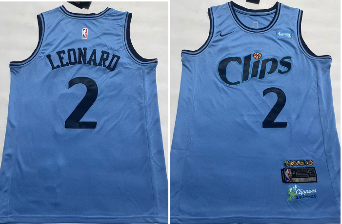 Men's Los Angeles Clippers #2 Kawhi Leonard Light Blue 2024 City Icon Sponsor Swingman Jersey