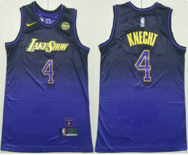 Men's Los Angeles Lakers #4 Dalton Knecht Purple 2024 City Edition Swingman Stitched Jersey