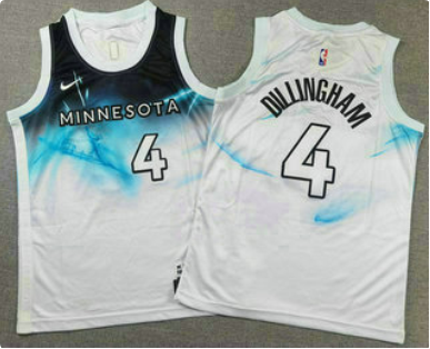 Men's Minnesota Timberwolves #4 Rob Dillingham White 2024 City Edition Swingman Stitched Jersey