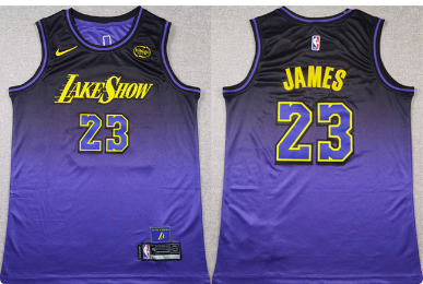 Men's Los Angeles Lakers #23 LeBron James Purple 2024 Stitched Basketball Jersey