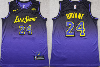 Men's Los Angeles Lakers #24 Kobe Bryant Purple 2024 Stitched Basketball Jersey
