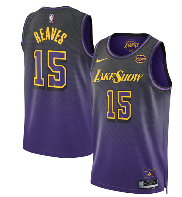Men's Los Angeles Lakers #15 Austin Reaves Purple 2024 25 City Edition Stitched Basketball Jersey