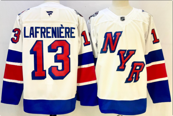 Men's New York Rangers #13 Alexis Lafreniere White 2024-25  Stitched Jersey