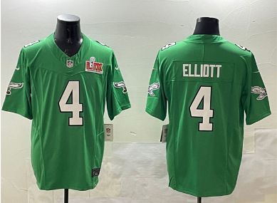 Men's Philadelphia Eagles #4 Jake Elliott Green 2025 Super Bowl LIX Patch F.U.S.E. Throwback Vapor Untouchable Limited Stitched Football Jersey