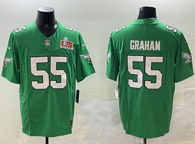 Men's Philadelphia Eagles #55 Brandon Graham Green 2025 Super Bowl LIX Patch F.U.S.E. Throwback Vapor Untouchable Limited Stitched Football Jersey