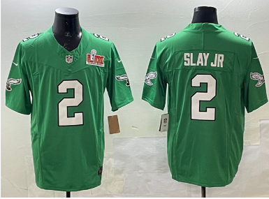 Men's Philadelphia Eagles #2 Darius Slay Jr. Green 2025 Super Bowl LIX Patch F.U.S.E. Throwback Vapor Untouchable Limited Stitched Football Jersey