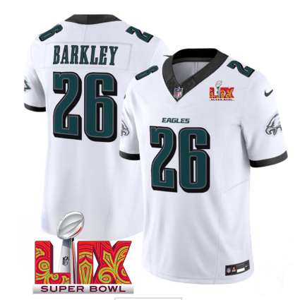 Men's Philadelphia Eagles #26 Saquon Barkley  2025 Super Bowl LIX Patch New F.U.S.E. Vapor Untouchable Limited Stitched Football Jersey