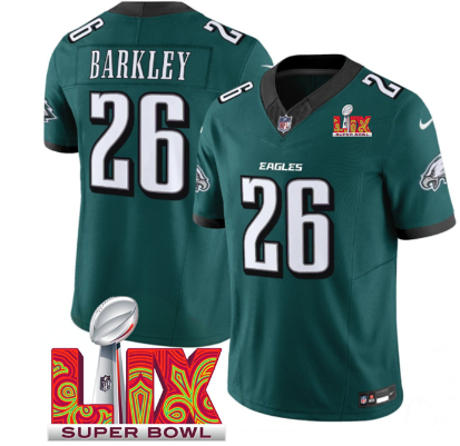 Men's Philadelphia Eagles #26 Saquon Barkley  2025 Super Bowl LIX Patch New F.U.S.E. Vapor Untouchable Limited Stitched Football Jersey