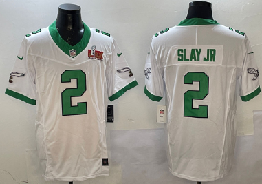Men's Philadelphia Eagles #2 Darius Slay Jr. White 2025 Super Bowl LIX Patch F.U.S.E. Vapor Untouchable Limited Stitched Football Jersey