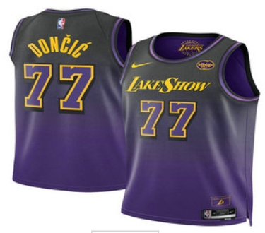 Adult Los Angeles Lakers Luka Doncic #77 stitched Jersey