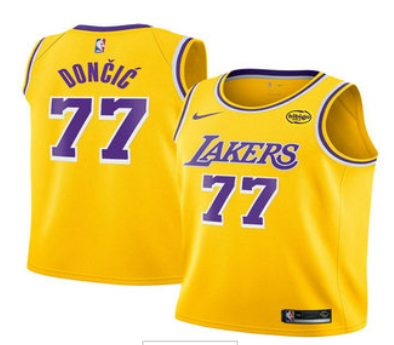 Adult Los Angeles Lakers Luka Doncic #77 stitched Jersey