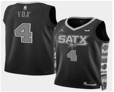 Men's San Antonio Spurs #4 DeAaron Fox  2025 Association Edition Stitched Jersey