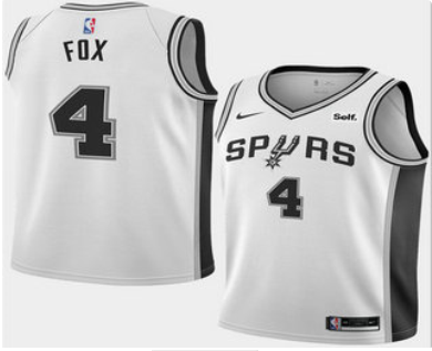 Men's San Antonio Spurs #4 DeAaron Fox  2025 Association Edition Stitched Jersey