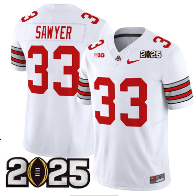 Men's Ohio State Buckeyes #33 Jack Sawyer  2025 CFP Final Patch F.U.S.E. Vapor Limited Stitched Football Jersey