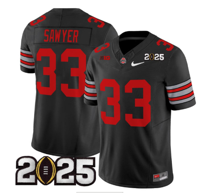 Men's Ohio State Buckeyes #33 Jack Sawyer  2025 CFP Final Patch F.U.S.E. Vapor Limited Stitched Football Jersey