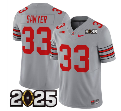 Men's Ohio State Buckeyes #33 Jack Sawyer  2025 CFP Final Patch F.U.S.E. Vapor Limited Stitched Football Jersey