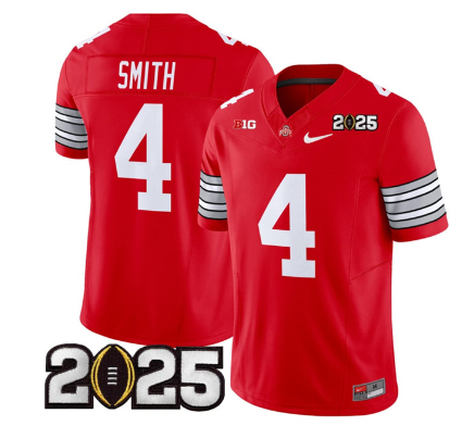 Men's Ohio State Buckeyes #4 Jeremiah Smith  2025 CFP Final Patch F.U.S.E. Vapor Limited Stitched Football Jersey