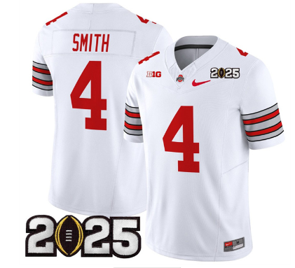 Men's Ohio State Buckeyes #4 Jeremiah Smith  2025 CFP Final Patch F.U.S.E. Vapor Limited Stitched Football Jersey
