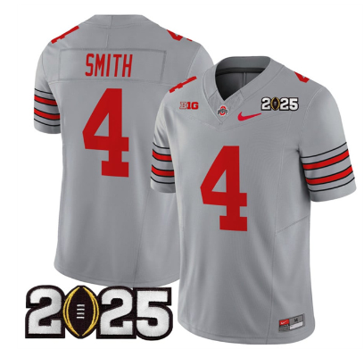 Men's Ohio State Buckeyes #4 Jeremiah Smith  2025 CFP Final Patch F.U.S.E. Vapor Limited Stitched Football Jersey