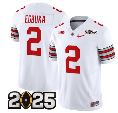 Men's Ohio State Buckeyes #2 Emeka Egbuka  2025 CFP Final Patch F.U.S.E. Vapor Limited Stitched Football Jersey