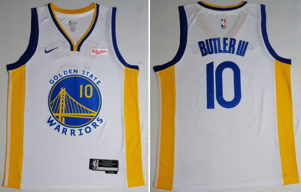 Men's Nike Jimmy Butler III White Golden State Warriors Badged Swingman Jersey