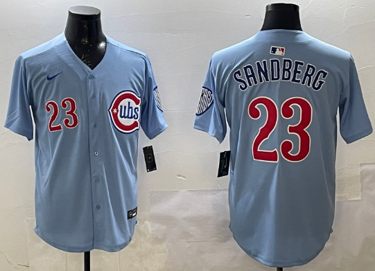 Men's Chicago Cubs #23 Ryne Sandberg Blue 2024-25 2nd Alternate Limited Stitched Baseball Jersey