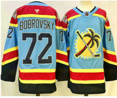 Men's Florida Panthers #72 Sergei Bobrovsky Blue 2024 Reverse Retro Stitched Jersey