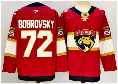 Men's Florida Panthers #72 Sergei Bobrovsky Red 2024-25 Home Stitched Hockey Jersey