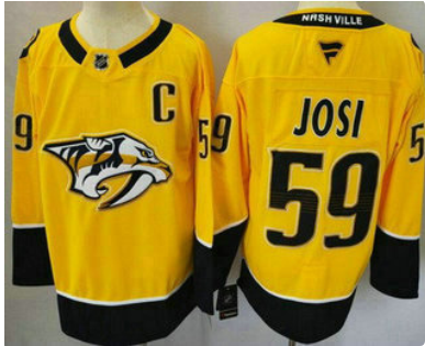 Men's Nashville Predators #59 Roman Josi Yellow Authentic Jersey