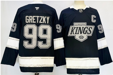 Men's Los Angeles Kings #99 Wayne Gretzky Black 2024-25 Home With C Patch Stitched Hockey Jersey