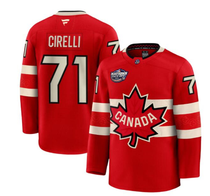 Men's Canada #71 Anthony Cirelli Red 2025 4 Nations Face-Off Premium Stitched Jersey