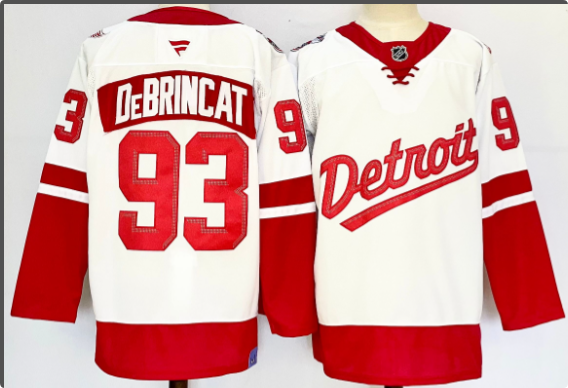 Men's Detroit Red Wings #93 Alex DeBrincat White Red 2024-25 Stitched Jersey