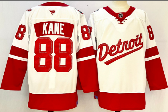 Men's Detroit Red Wings #88 Patrick Kane White Red 2024-25 Stitched Jersey