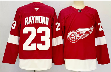 Men's Detroit Red Wings #23 Lucas Raymond Red 2024-25 Home Stitched Jersey