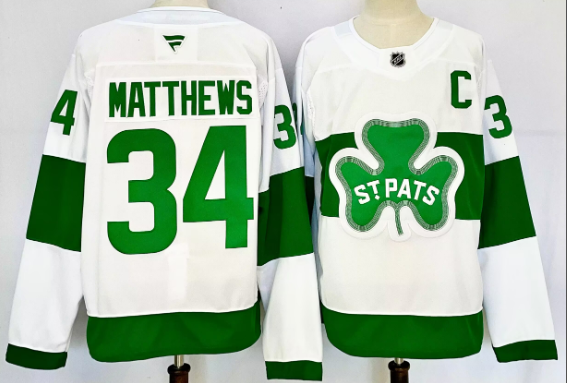 Men's Toronto Maple Leafs #34 Auston Matthews White St Pats Authentic Jersey