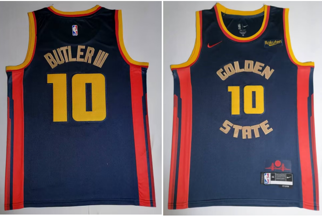 Men's  Jimmy Butler III Navy Golden State Warriors Badged Stitched Jersey - City Edition