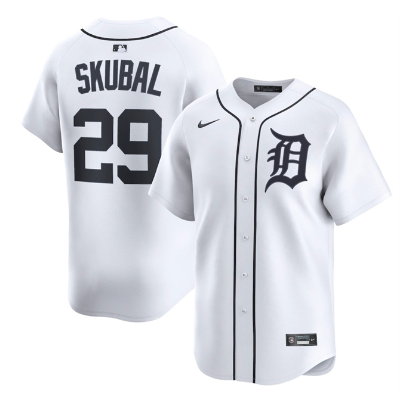 Men's Detroit Tigers #29 Tarik Skubal White 2024 Home Limited Stitched Baseball Jersey