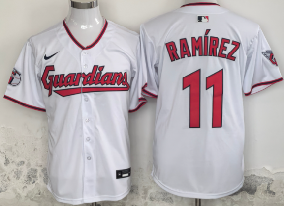 Men's Cleveland Guardians Jose Ramirez Nike White stitched Jersey