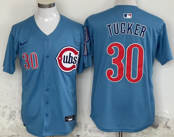 Men's Chicago Cubs #30 Kyle Tucker Blue 2024-25 2nd Alternate Limited Stitched Baseball Jersey