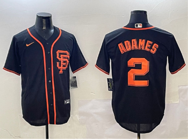 Men's San Francisco Giants #2 Willy Adames Black Cool Base Stitched Baseball Jersey