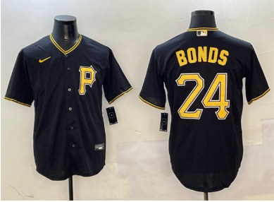 Men's Pittsburgh Pirates #24 Barry Bonds Black Cool Base Stitched Baseball Jersey