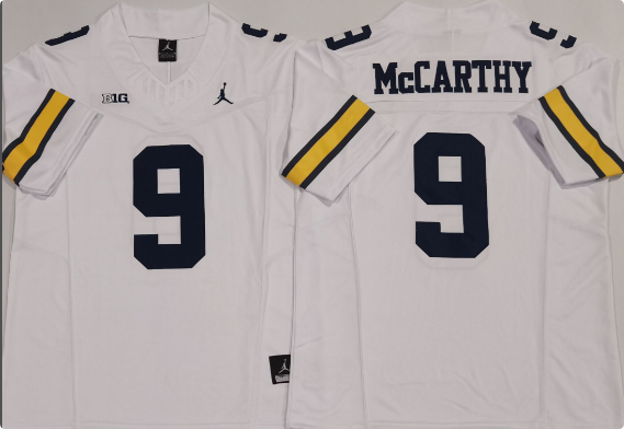 New Michigan Wolverines Men's #9 JJ Mccarthy Stitched Jersey