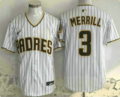 Men's San Diego Padres #3 Jackson Merrill  Pinstripe Limited Stitched Jersey