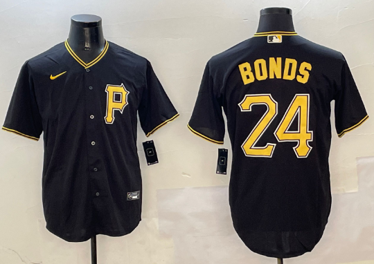 Men's Pittsburgh Pirates #24 Barry Bonds Black Cool Base Stitched Baseball Jersey
