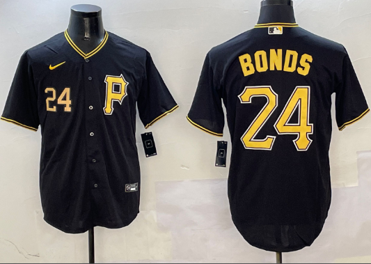 Men's Pittsburgh Pirates #24 Barry Bonds Black Cool Base Stitched Baseball Jersey