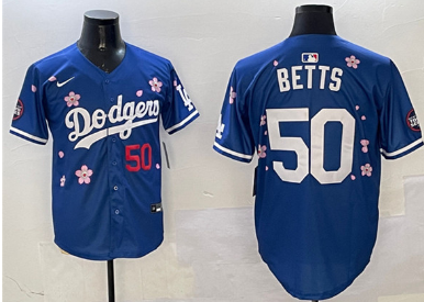 Men's Los Angeles Dodgers #50 Mookie Betts Royal 2025 Tokyo Series Limited Stitched Baseball Jersey